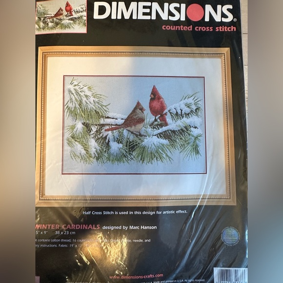 Winter Cardinals Cross Stitch complete Kit - Picture 1 of 2